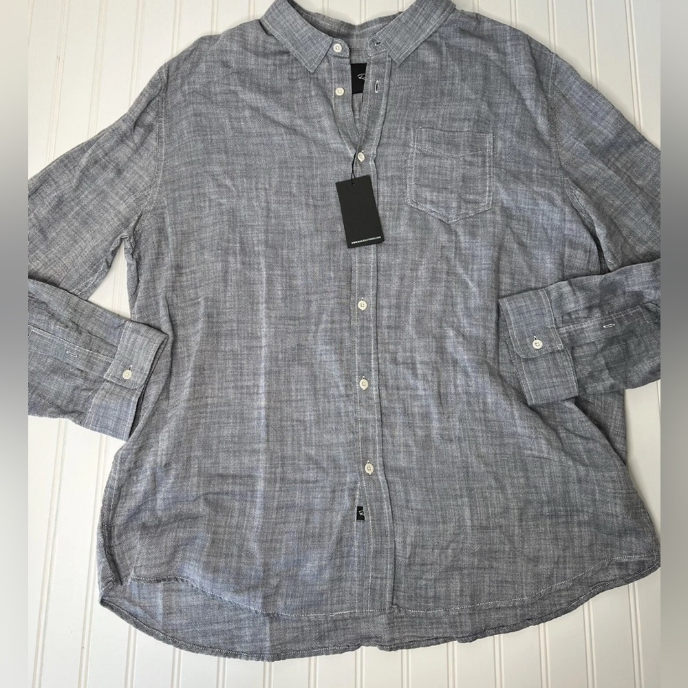Rails Men's Regular Fit Wyatt Shirt Navy Chambray XXL 2XL Button Down NEW 913